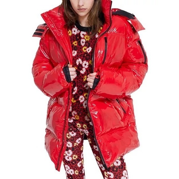 The Kooples NEW Women's Glossy Puffer Coat Red Size FR‎ 2/US Medium MSRP $725